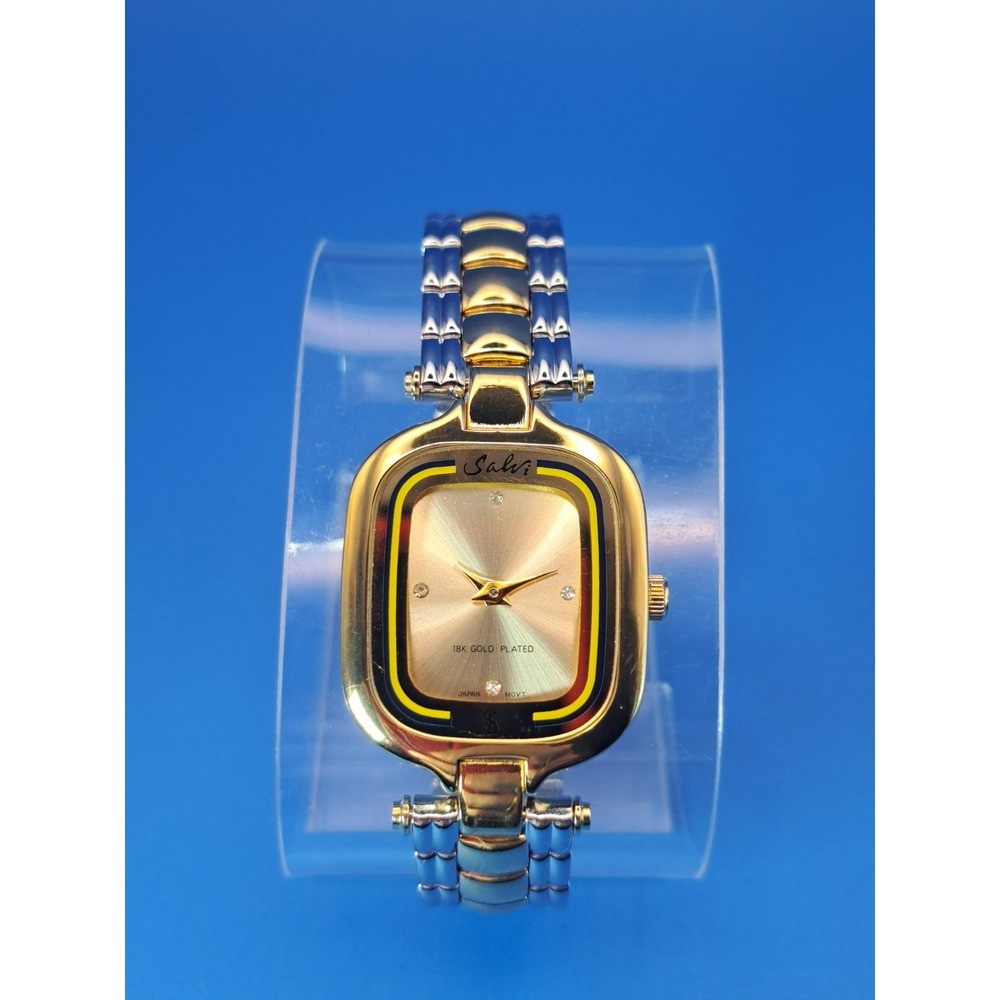 Vintage 1994 Salvi Champagne SunBurst 18k GP 25mm Womens Quartz Watch Restored